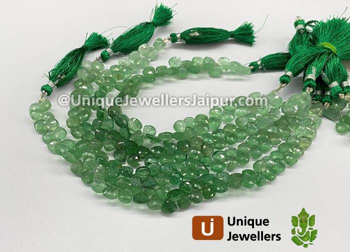 Green Strawberry Quartz Faceted Heart Beads