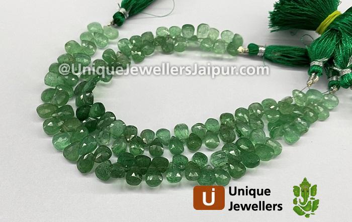 Green Strawberry Quartz Faceted Pear Beads 