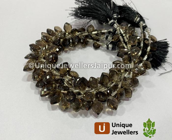 Smoky Quartz Faceted Dolphin Pear Beads