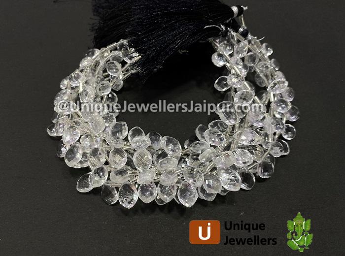 Crystal Quartz Faceted Dolphin Pear Beads