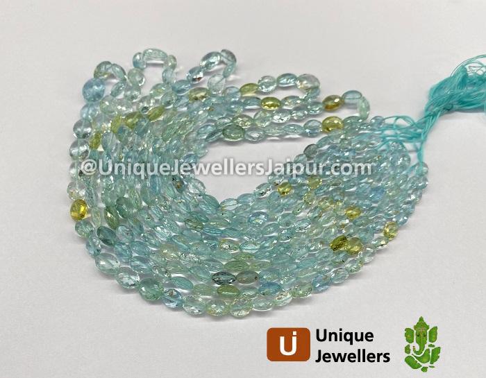 Multi Aquamarine Micro Cut Oval Beads