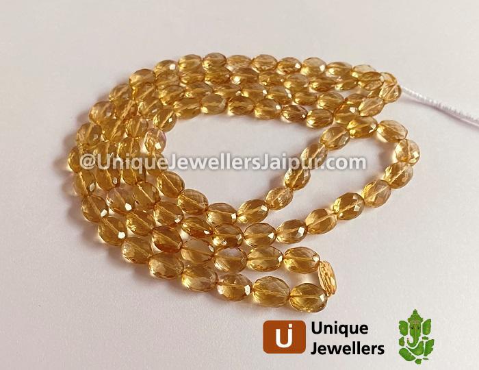 Champagne Citrine Far Faceted Oval Beads