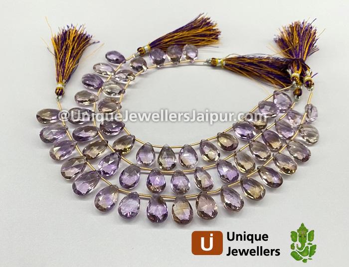 Ametrine Faceted Pear Beads