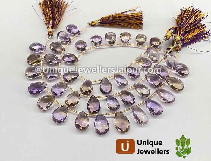 Ametrine Faceted Pear Beads