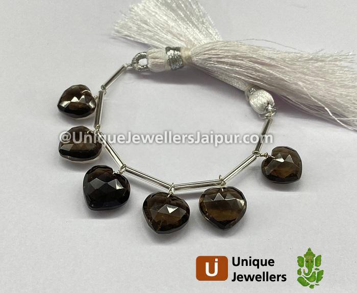 Smoky Faceted Heart Beads