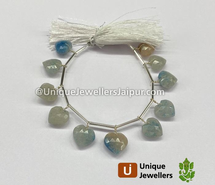 Lazulite Or Trolleite Quartz Faceted Heart Beads