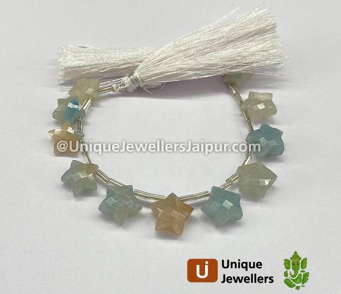 Lazulite Or Trolleite Quartz Faceted Star Beads