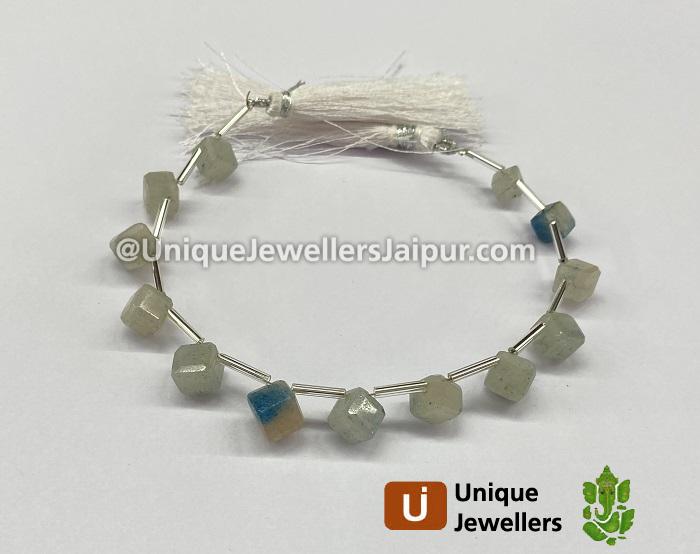 Lazulite Or Trolleite Quartz Faceted Cube Beads