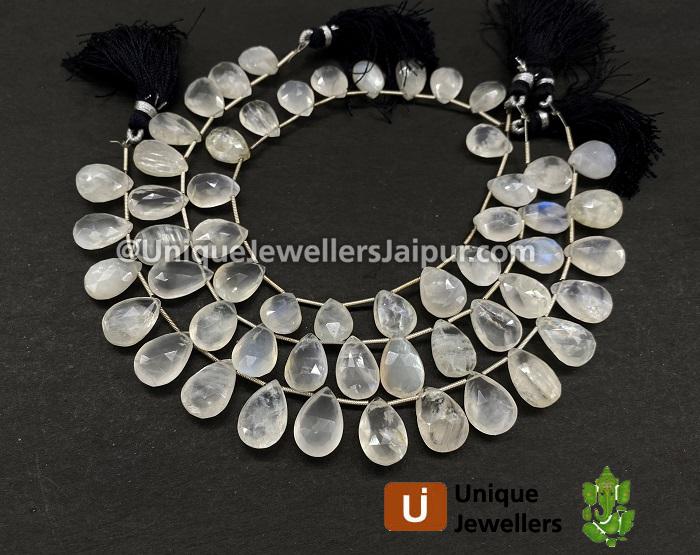 Rainbow Moonstone Far Faceted Pear Beads