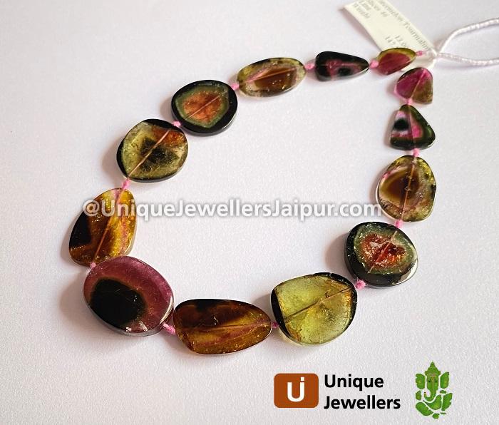 Watermelon Tourmaline Smooth Slices Beads