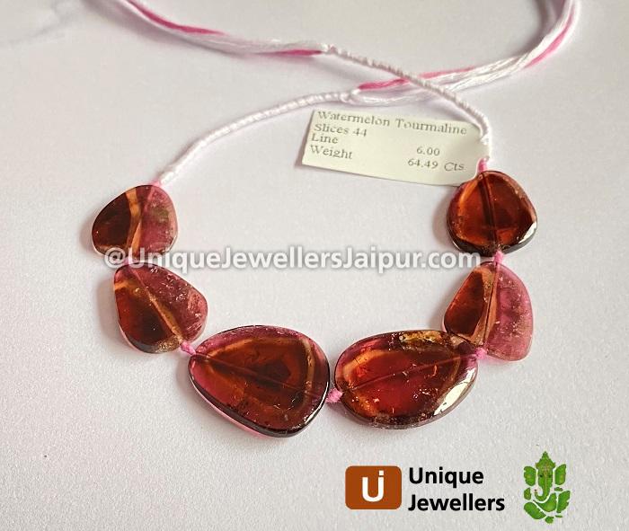 Watermelon Tourmaline Smooth Slices Beads 