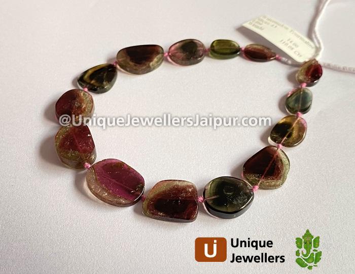 Watermelon Tourmaline Smooth Slices Beads