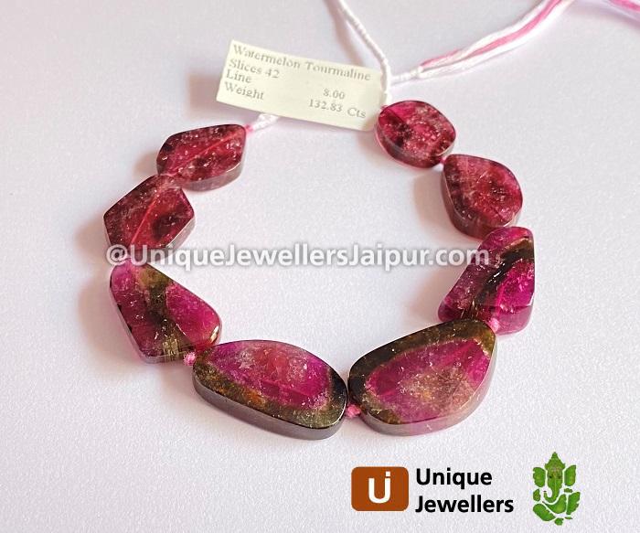 Watermelon Tourmaline Smooth Slices Beads