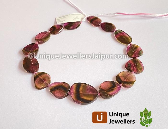 Watermelon Tourmaline Smooth Slices Beads