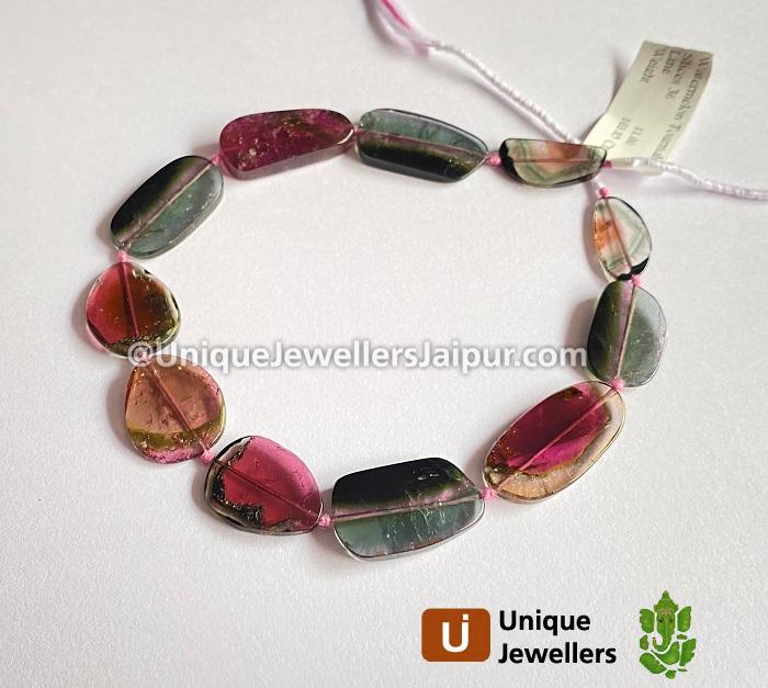 Watermelon Tourmaline Smooth Slices Beads