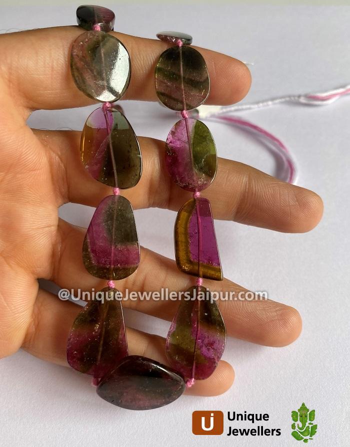 Watermelon Tourmaline Smooth Slices Beads