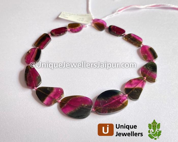 Watermelon Tourmaline Smooth Slices Beads