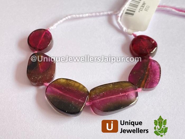 Watermelon Tourmaline Smooth Slices Beads 