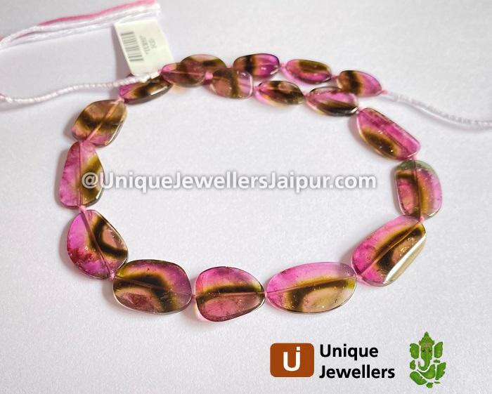 Watermelon Tourmaline Smooth Slices Beads