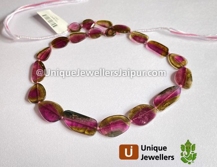 Watermelon Tourmaline Smooth Slices Beads