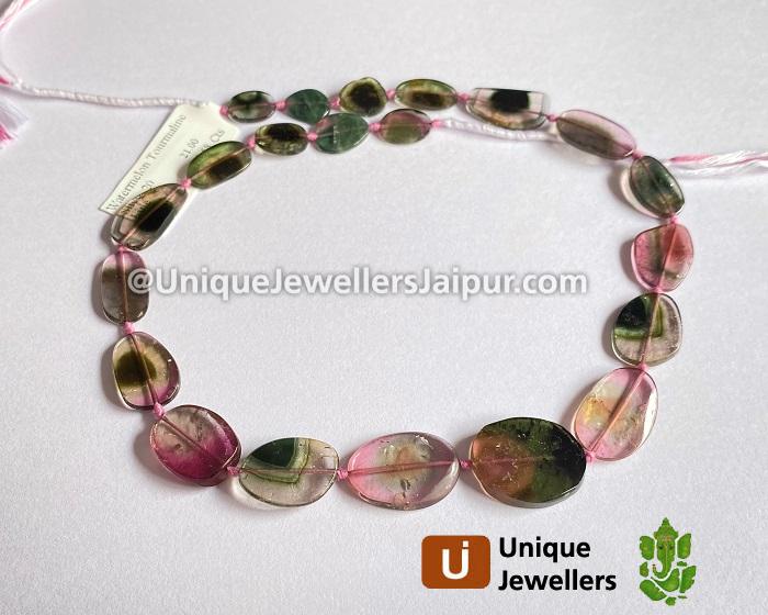 Watermelon Tourmaline Smooth Slices Beads