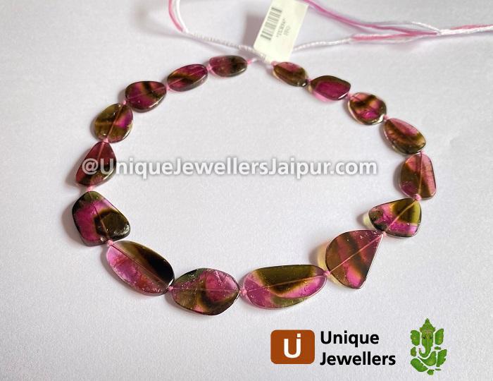 Watermelon Tourmaline Smooth Slices Beads