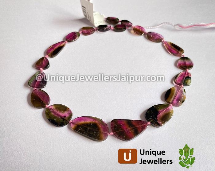 Watermelon Tourmaline Smooth Slices Beads