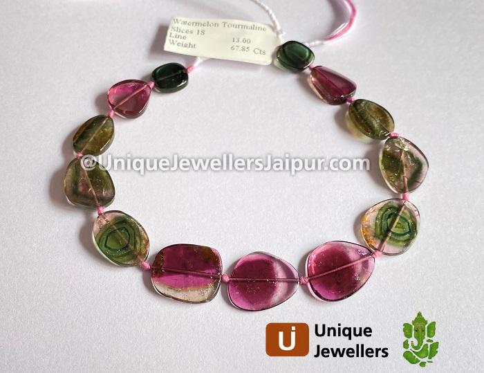 Watermelon Tourmaline Smooth Slices Beads