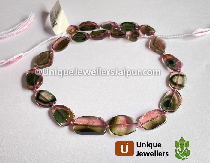 Watermelon Tourmaline Smooth Slices Beads