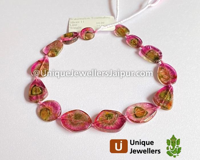 Watermelon Tourmaline Smooth Slices Beads