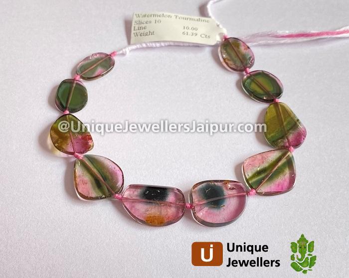 Watermelon Tourmaline Smooth Slices Beads