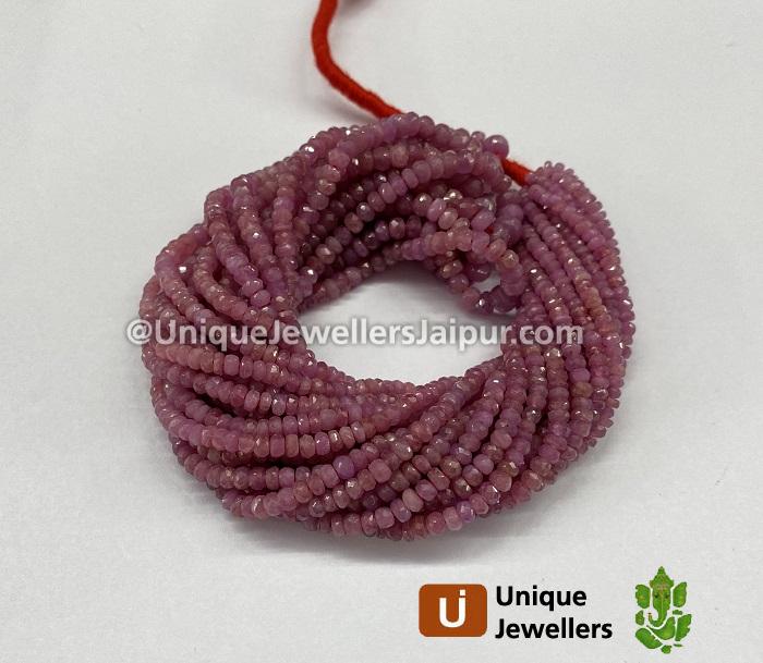 Natural Pink Sapphire Faceted Roundelle Beads