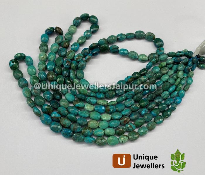 Chrysocolla Shaded Faceted Oval Beads