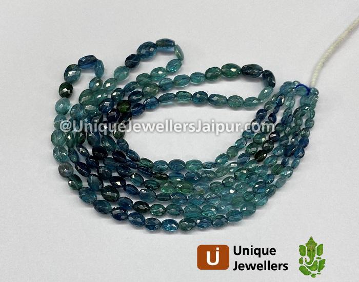 Blue Tourmaline Shaded Faceted Oval Beads