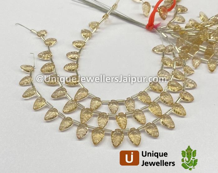 Champagne Citrine Carved Leaf Beads