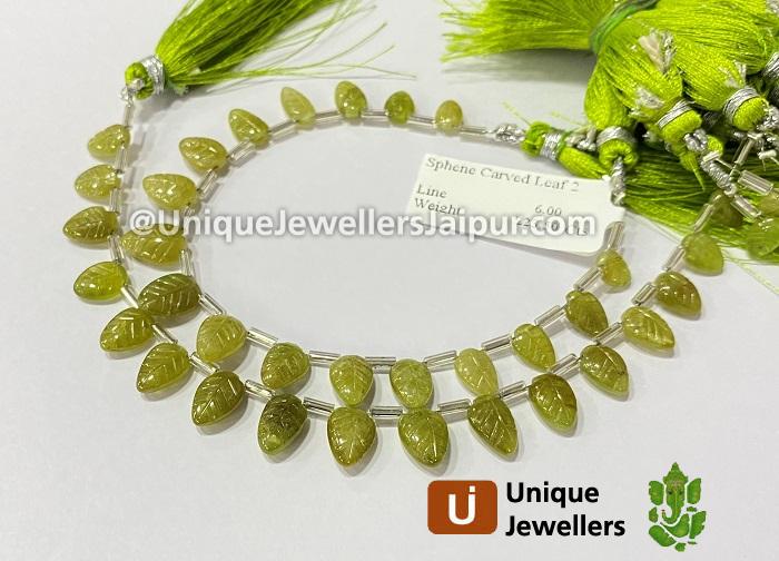 Sphene Carved Leaf Beads