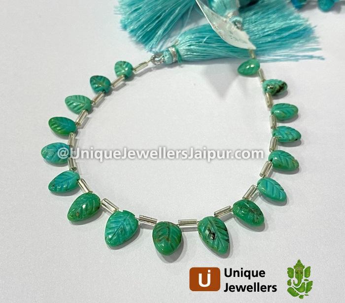 Green Turquoise Carved Leaf Beads