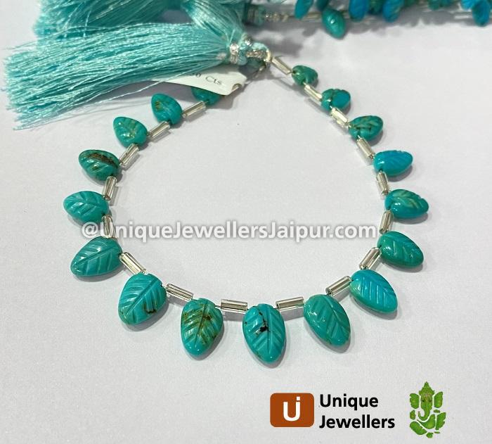 Turquoise Carved Leaf Beads