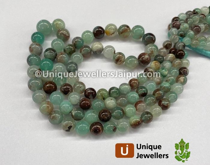 Aqua Chalcedony Smooth Round Beads