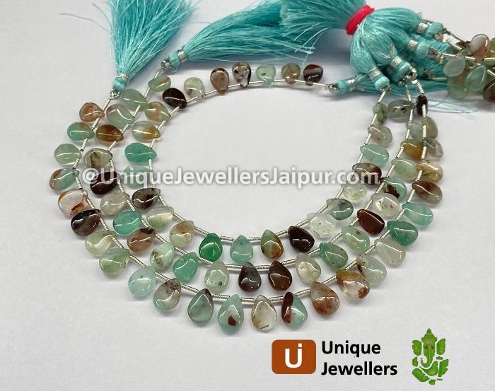 Aqua Chalcedony Smooth Pear Beads