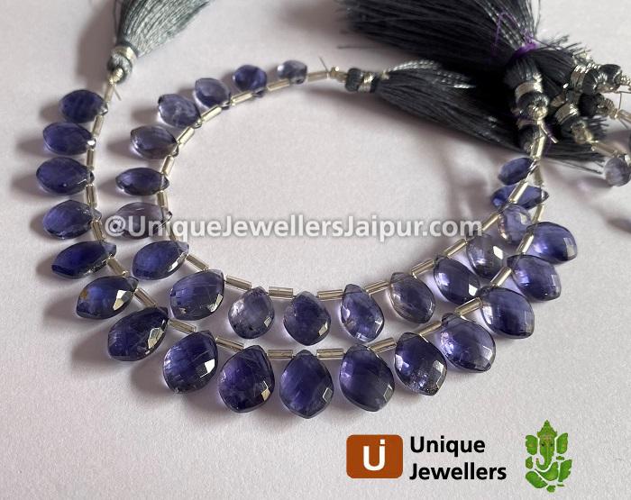 Iolite Faceted Dolphin Pear Beads