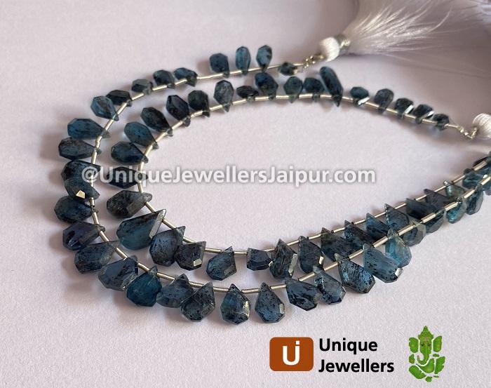 Moss Blue Kyanite Flat Faceted Table Cut Beads