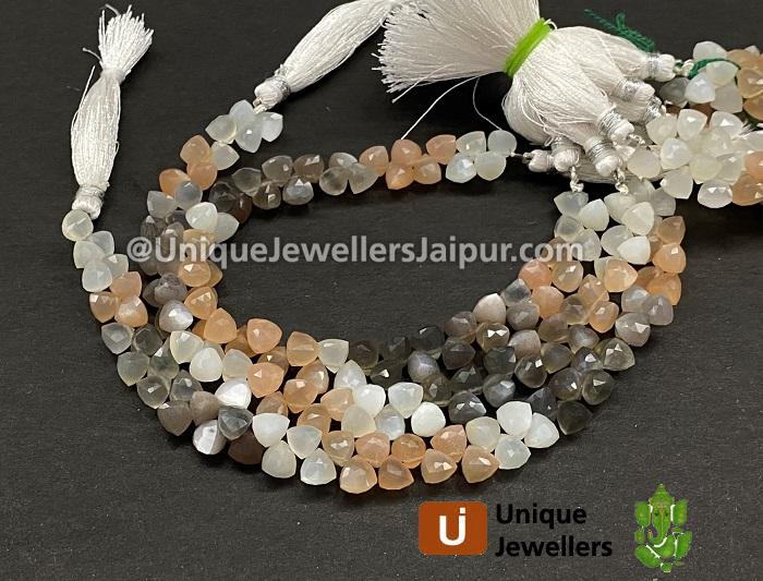 Multi Moonstone Faceted Trillion Beads