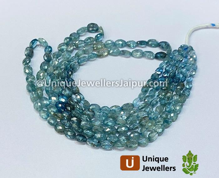 Natural Blue Zircon Shaded Faceted Oval Beads