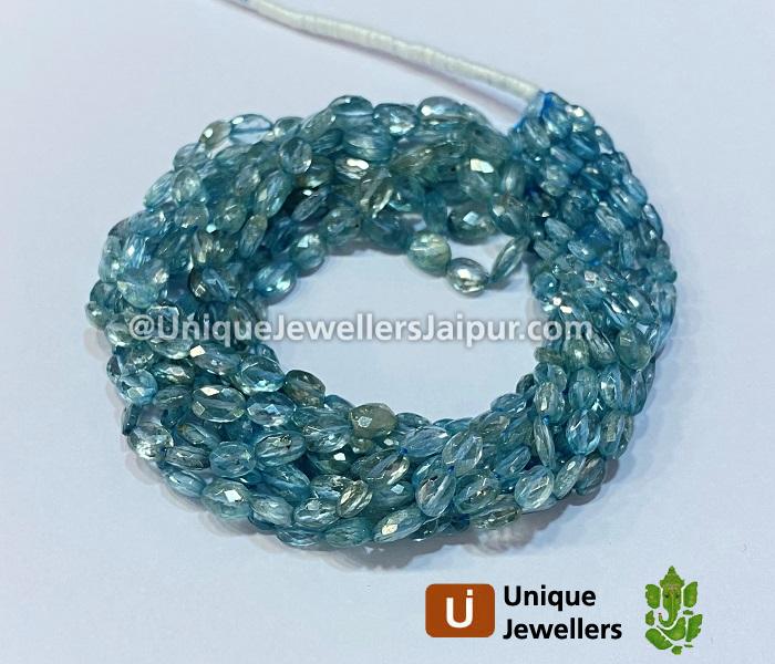 Natural Blue Zircon Faceted Oval Beads