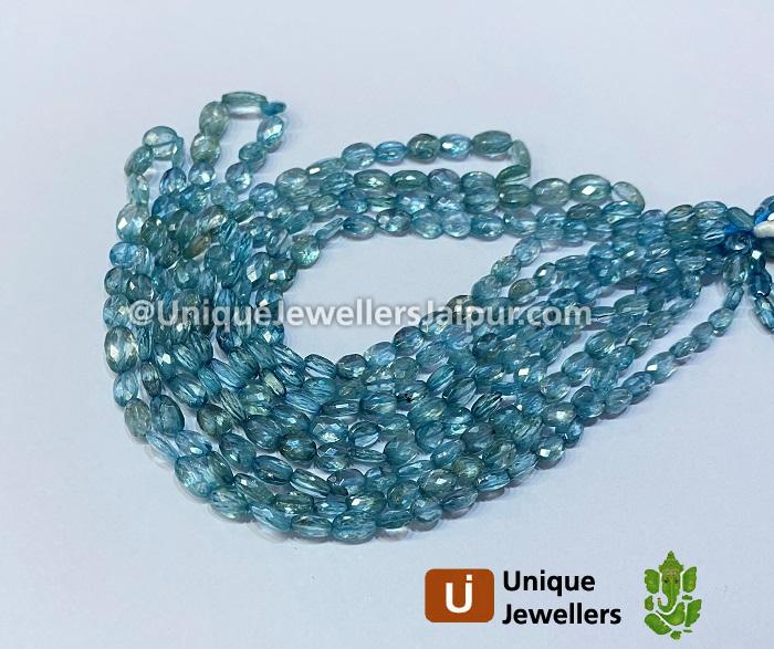 Natural Blue Zircon Faceted Oval Beads