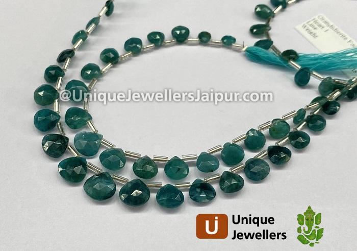 Grandidierite Faceted Heart Beads