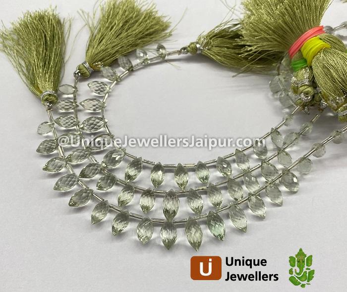 Green Amethyst Faceted Dew Drop Beads