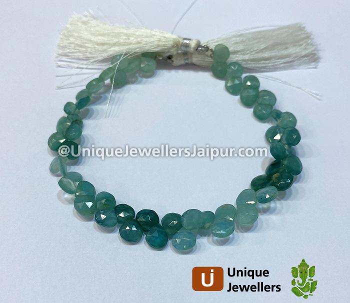 Grandidierite Shaded Faceted Heart Beads