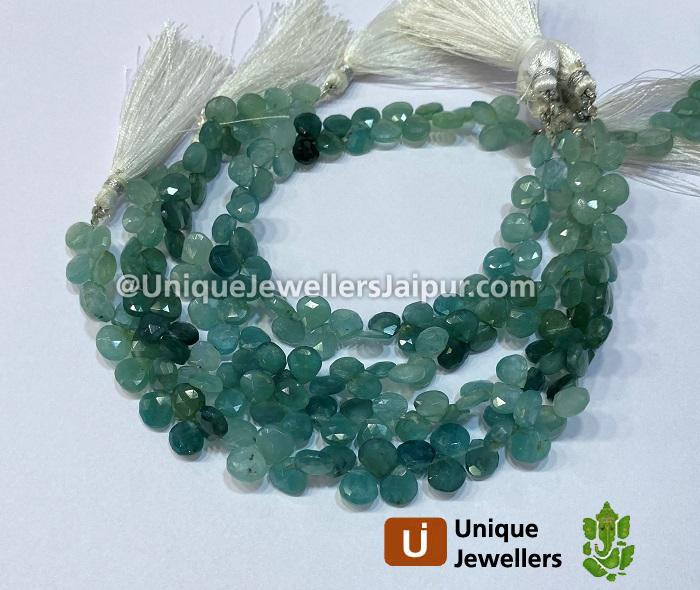 Grandidierite Shaded Faceted Heart Beads